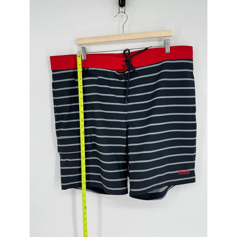 Duluth Trading Co Mens‎ Board Shorts Navy Blue Swim Trunks Red Waistband Sz 42